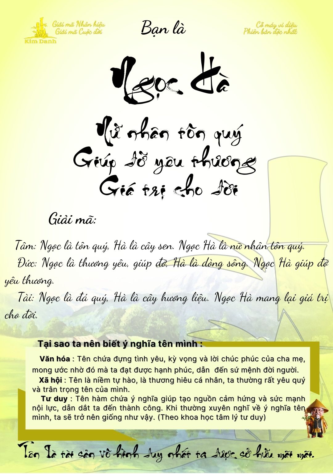 Giải mã ý nghĩa tên Ngọc Hà