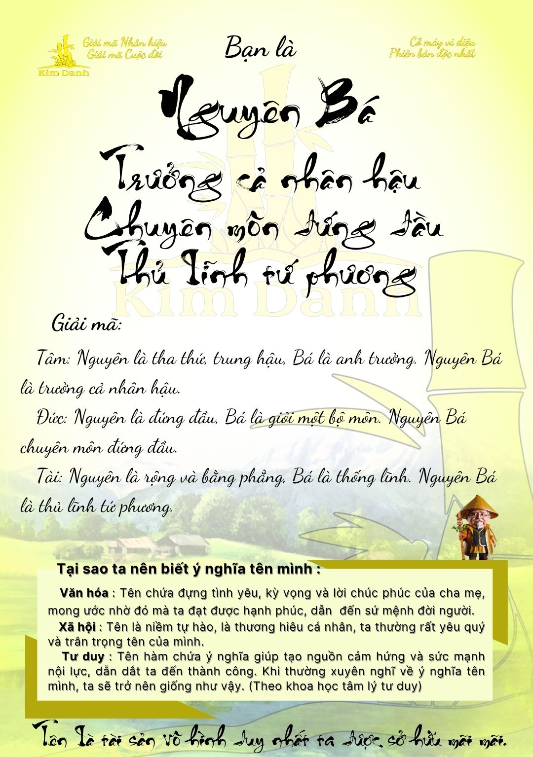 Giải mã ý nghĩa tên Nguyên Bá