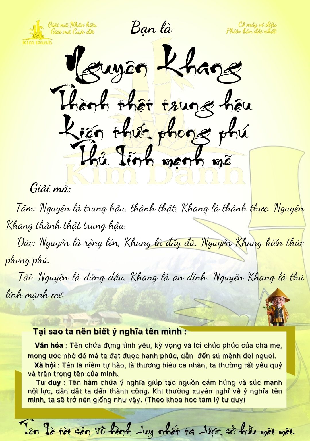 Giải mã ý nghĩa tên Nguyên Khang