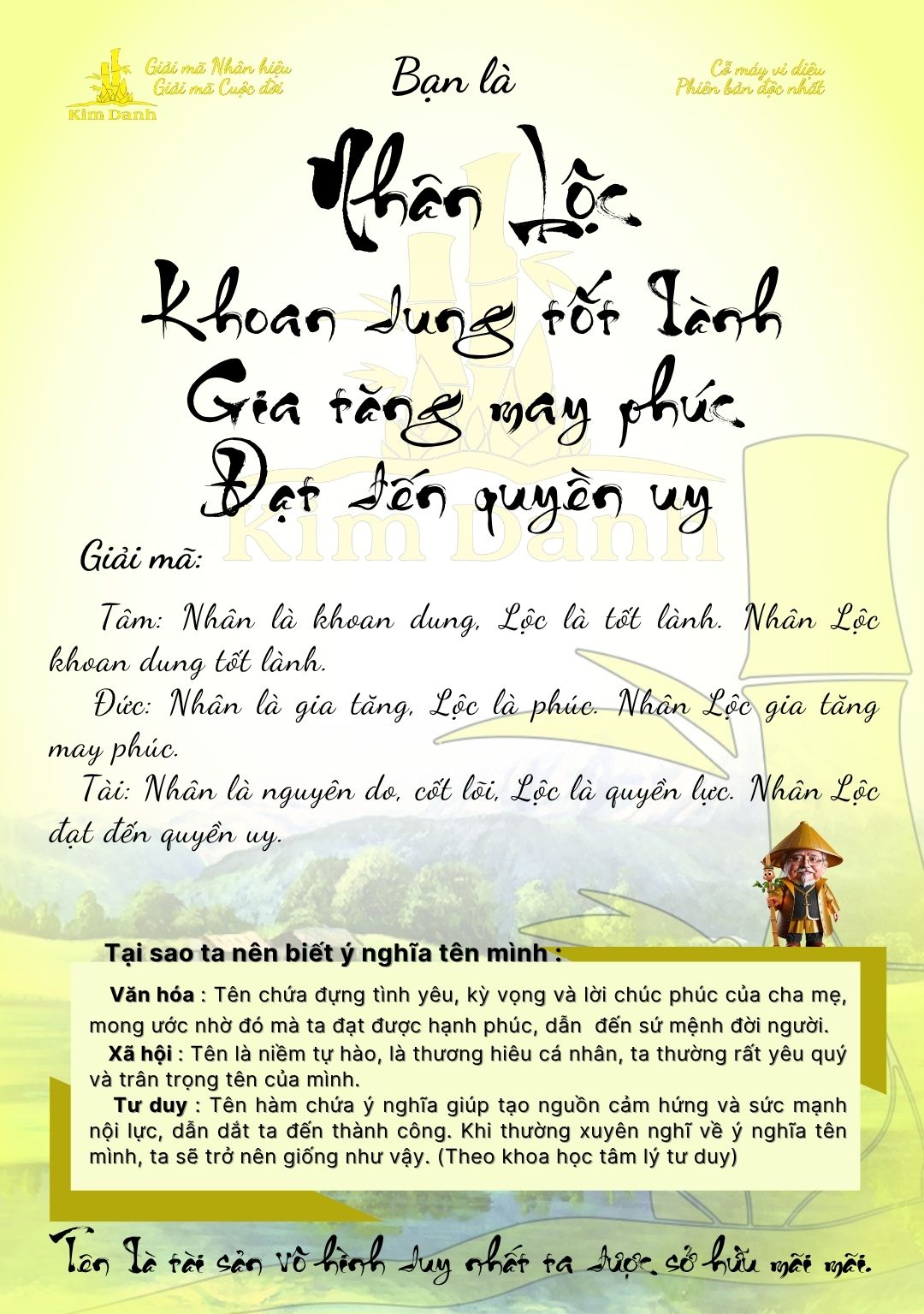 Giải mã ý nghĩa tên Nhân Lộc