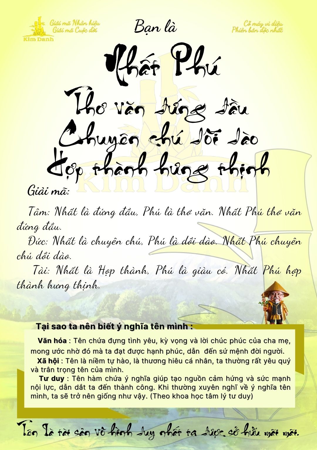 Giải mã ý nghĩa tên Nhất Phú