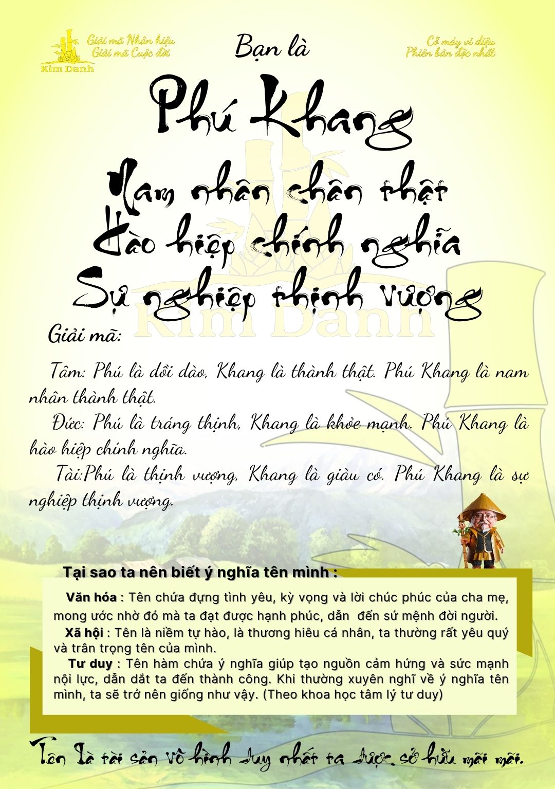 Giải mã ý nghĩa tên Phú Khang