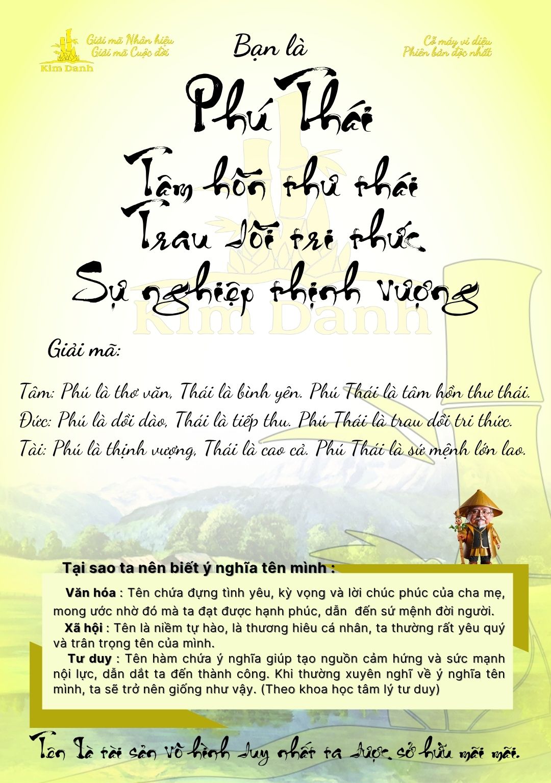 Giải mã ý nghĩa tên Phú Thái