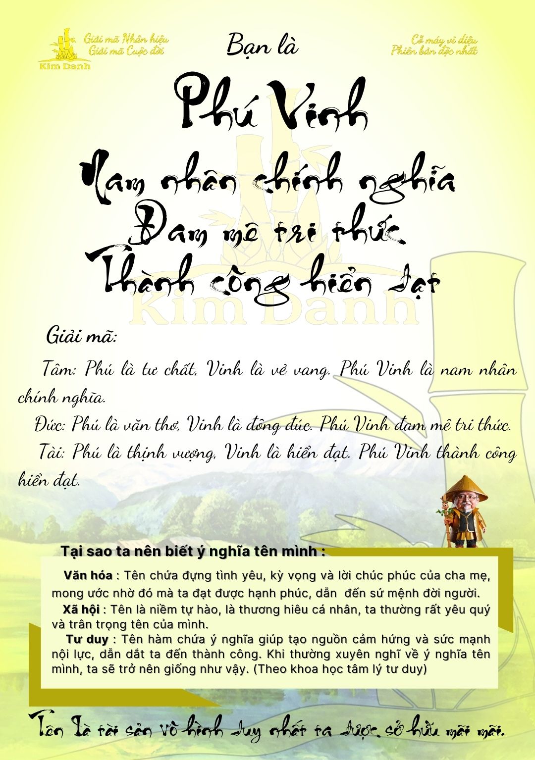 Giải mã ý nghĩa tên Phú Vinh