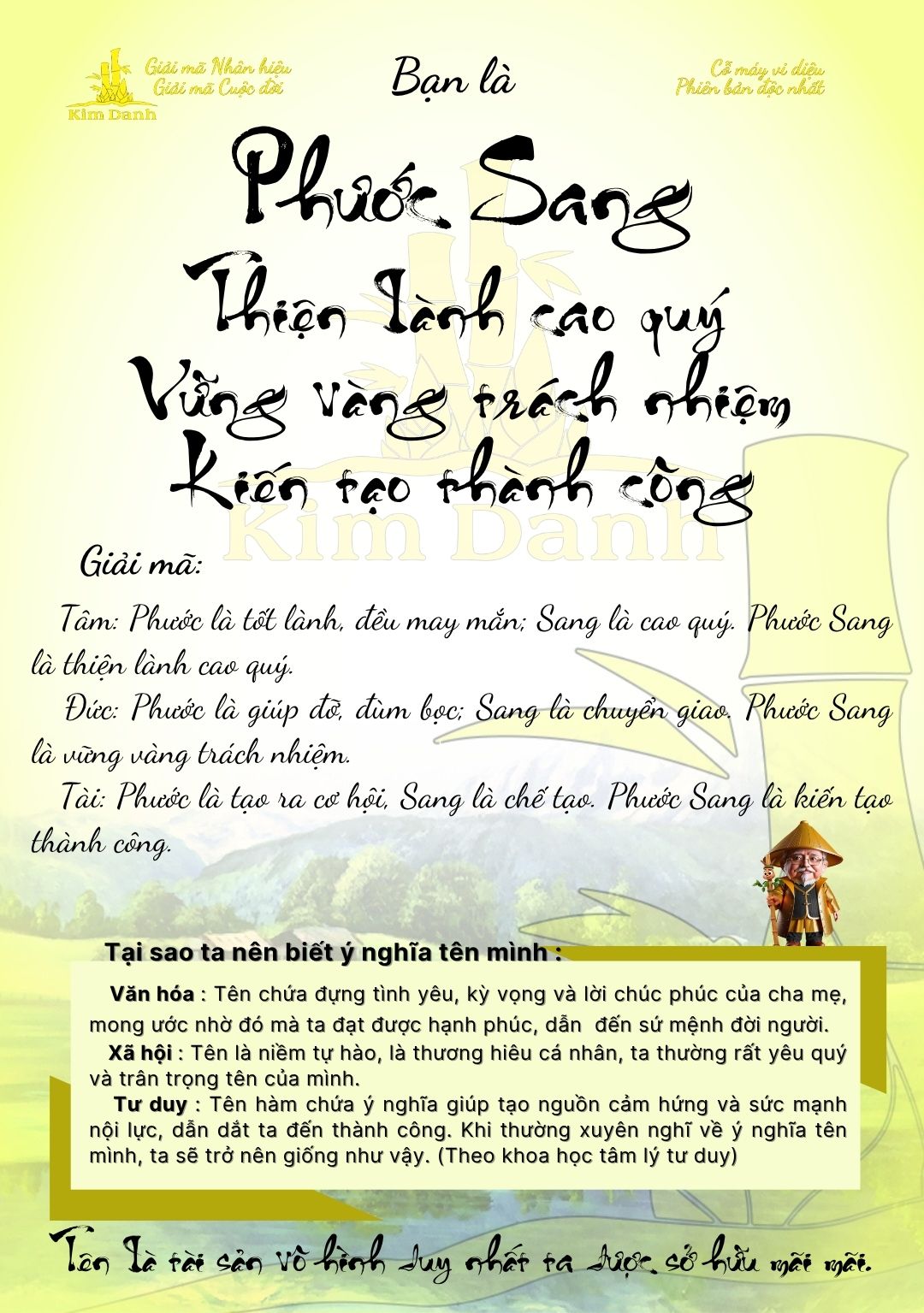 Giải mã ý nghĩa tên Phước Sang