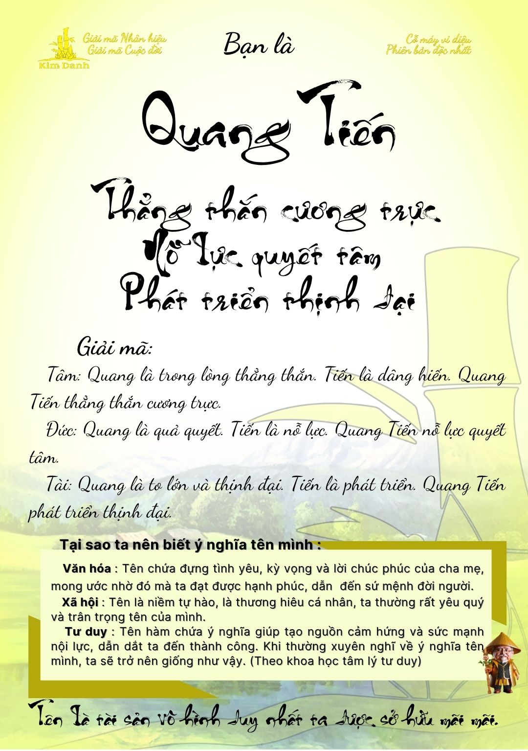 Giải mã ý nghĩa tên Quang Tiến
