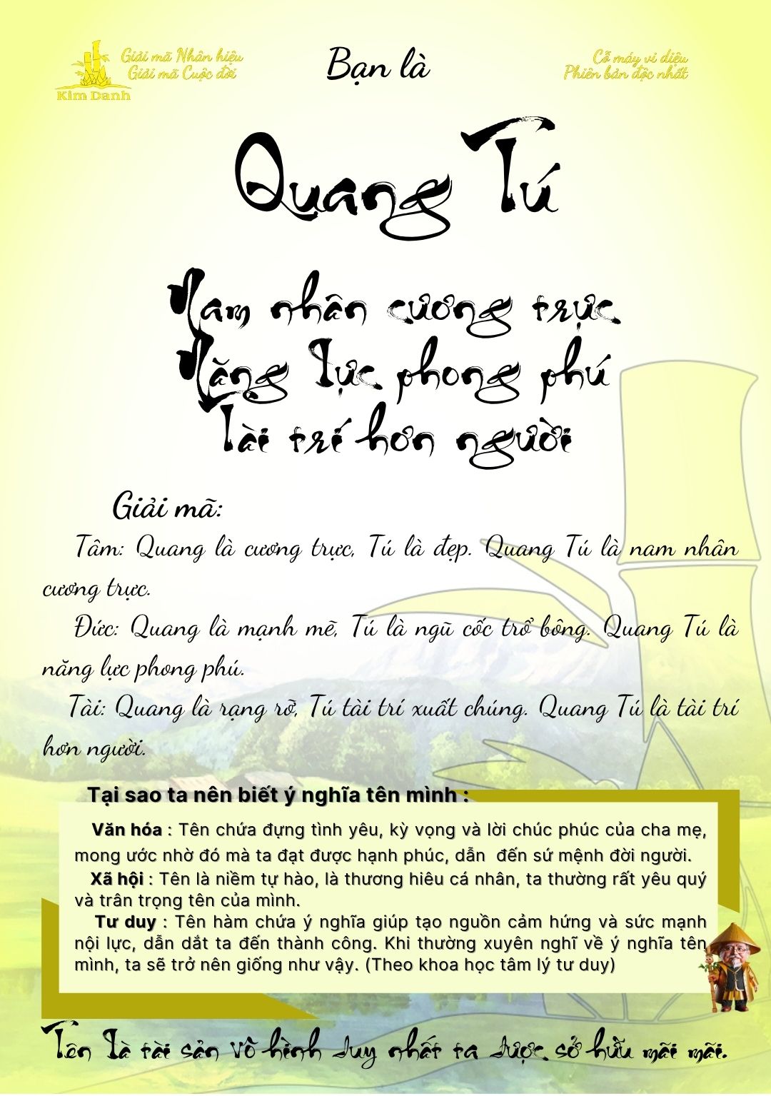 Giải mã ý nghĩa tên Quang Tú