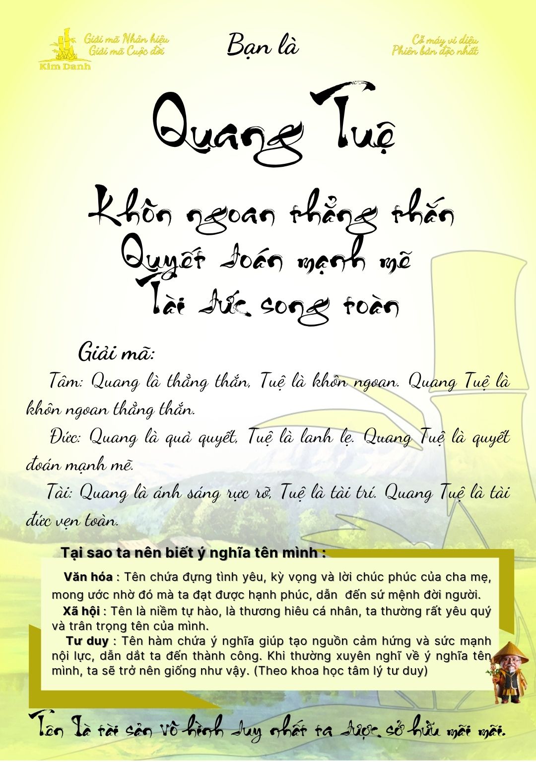Giải mã ý nghĩa tên Quang Tuệ