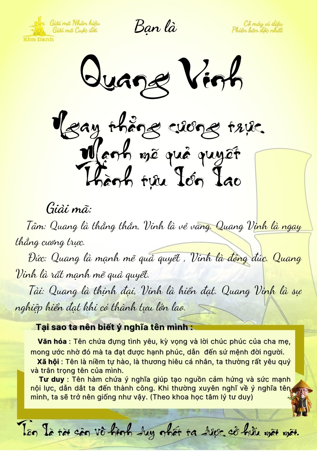 Giải mã ý nghĩa tên Quang Vinh