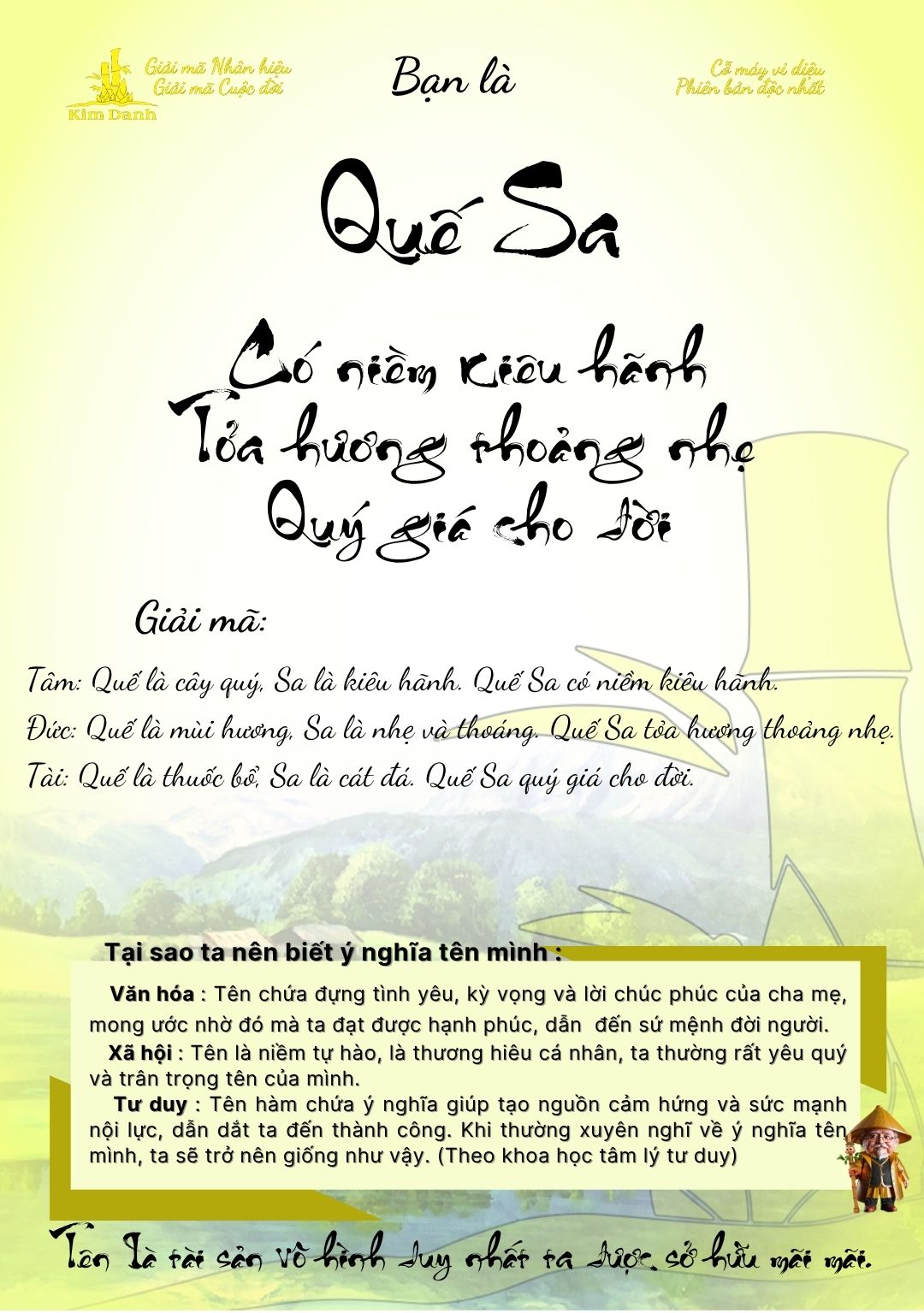 Giải mã ý nghĩa tên Quế Sa