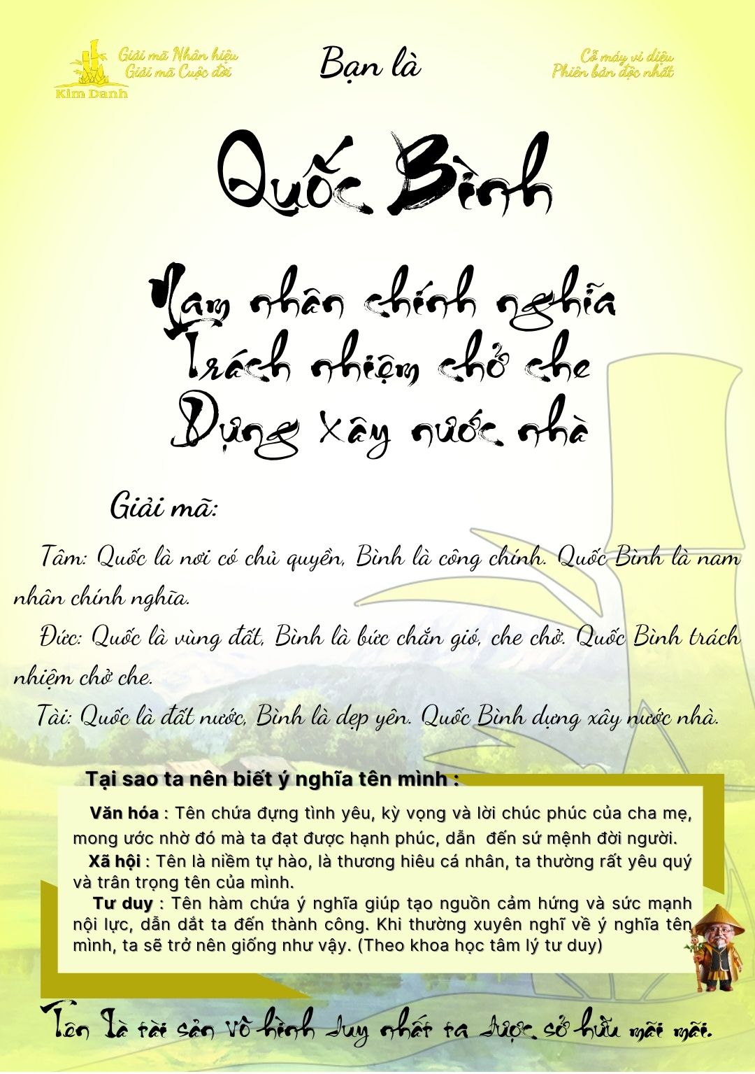 Giải mã ý nghĩa tên Quốc Bình