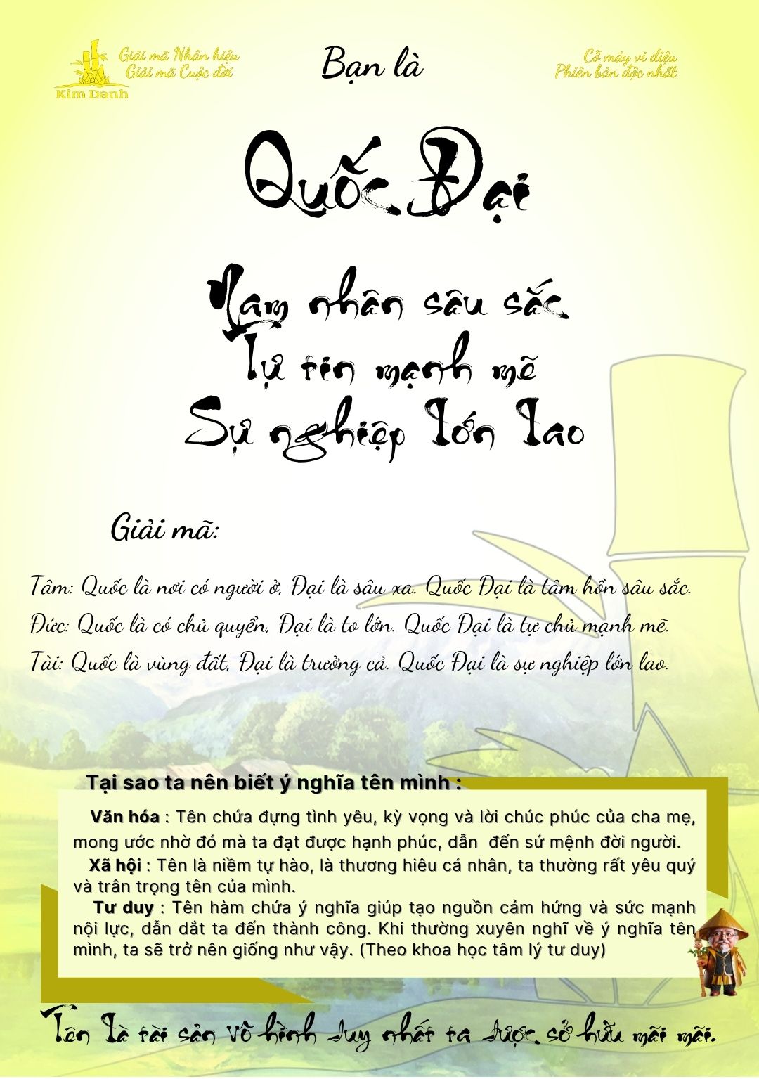 Giải mã ý nghĩa tên Quốc Đại