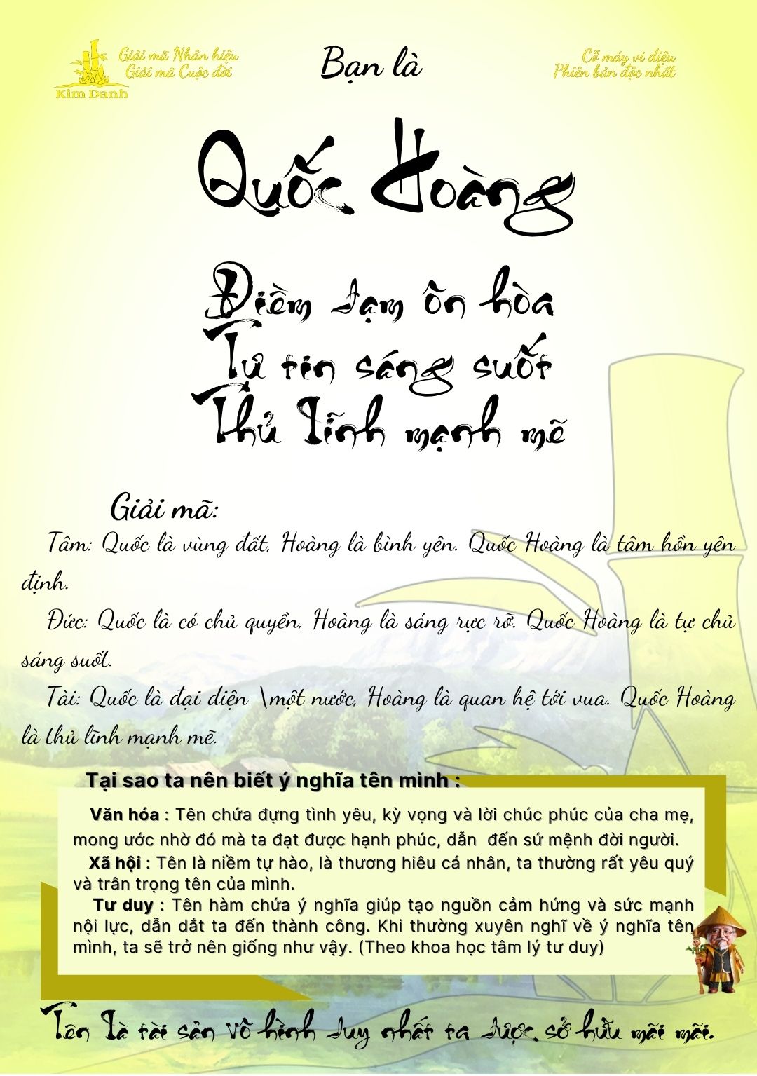 Giải mã ý nghĩa tên Quốc Hoàng