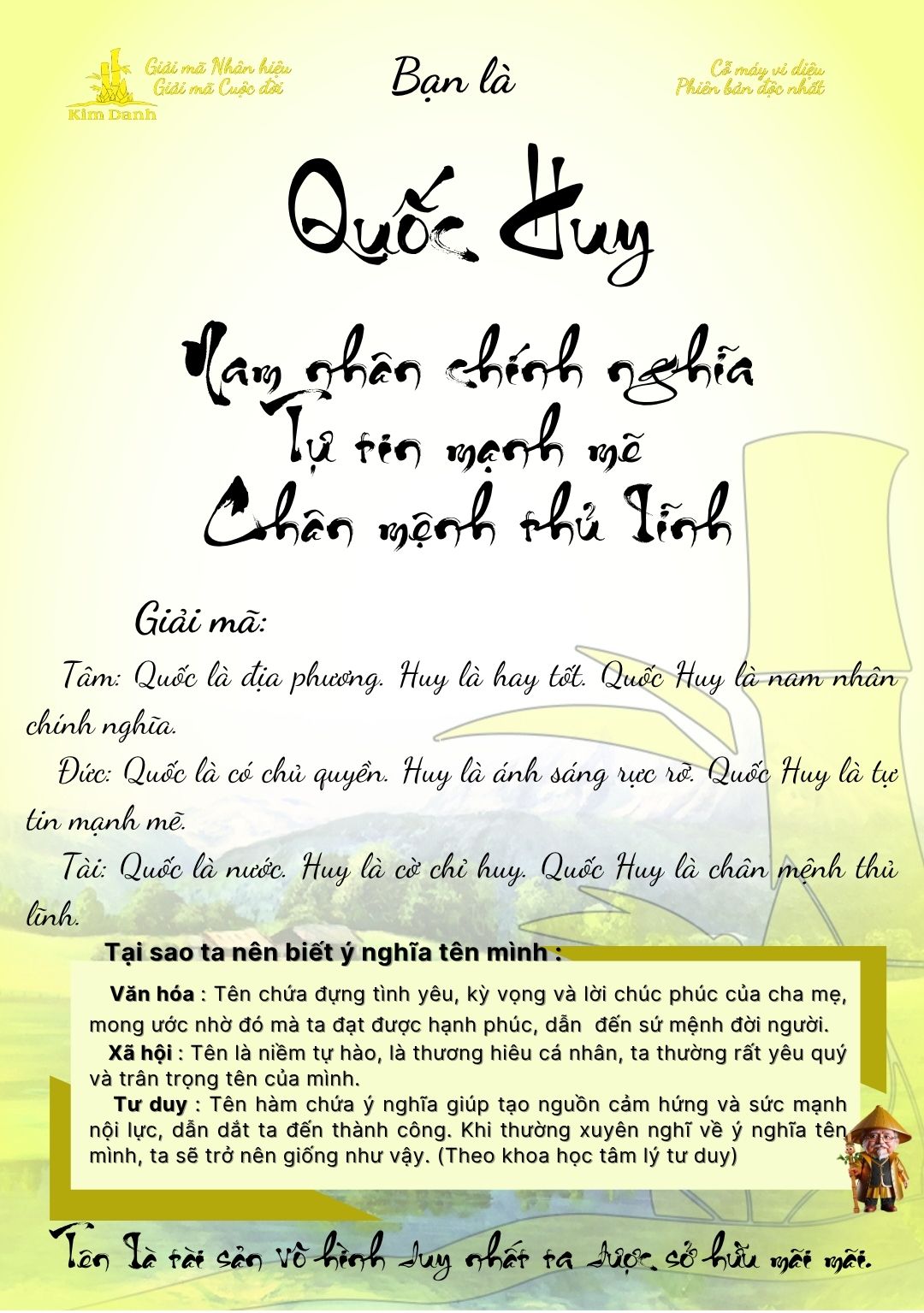 Giải mã ý nghĩa tên Quốc Huy
