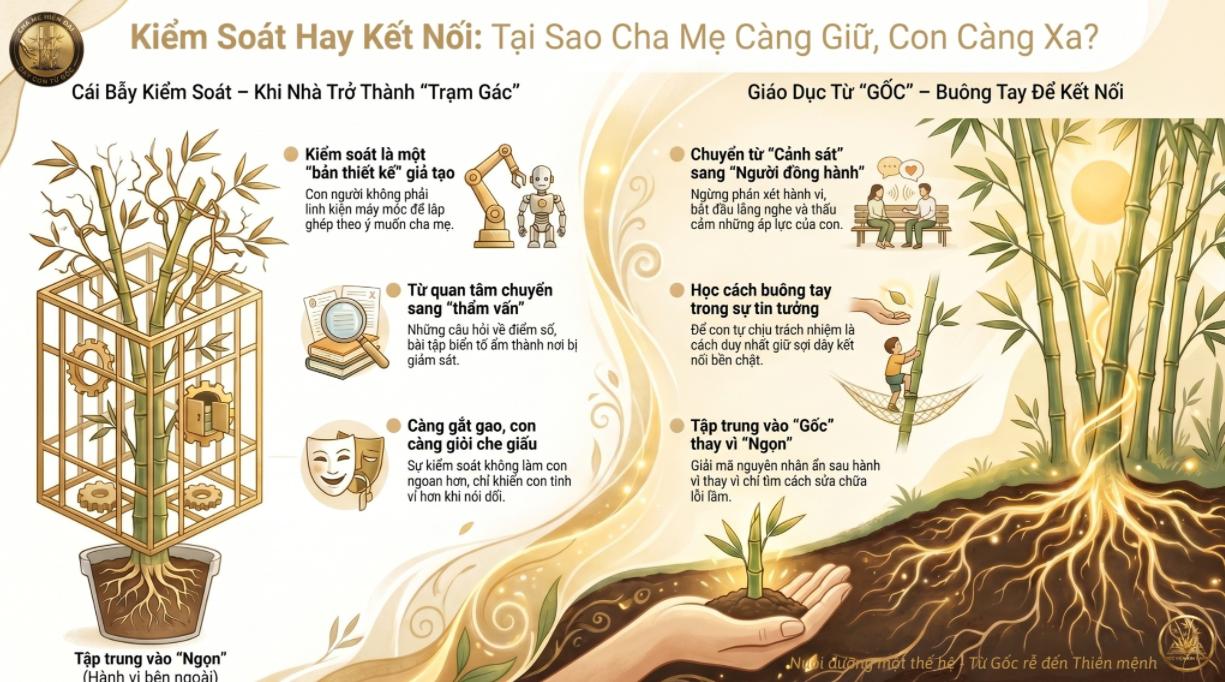 Cha mẹ kiểm soát con: Vì sao càng kiểm soát con càng xa cách? 5 Cha mẹ hãy hiểu trước khi muốn thay đổi hành vi của con