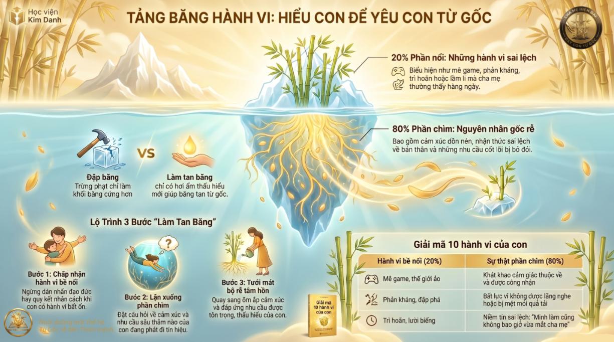 Tâm lý trẻ bướng bỉnh: Phần nổi của tảng băng cha mẹ chưa biết 5 Tâm lý trẻ bướng bỉnh là phần nổi của một "tảng băng" cảm xúc