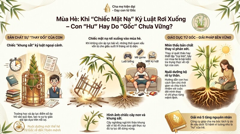 Mùa hè là lúc chiếc mặt nạ kỷ luật tự giác ở trẻ rơi xuống 27 Hình ảnh minh họa: Khi chiếc khung chống đỡ bị rút đi